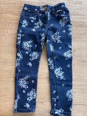 J Crew Floral Print Dark Blue Skinny Jeans